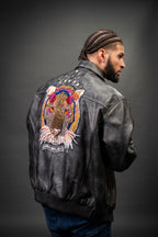Men's Custom Hand-Work Leather Jacket [Grey]