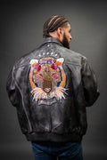 Men's Custom Hand-Work Leather Jacket [Grey]