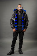 Men's Leather With Chinchilla Rex Combo [Black/Blue]