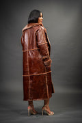 Women's Trinity Full Length Real Sheepskin Trench Coat [Cognac]