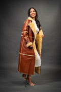 Women's Trinity Full Length Real Sheepskin Trench Coat [Tan]