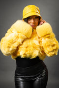 Women's Crop Fox Bomber With Hood [Yellow]