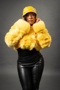 Women's Crop Fox Bomber With Hood [Yellow]