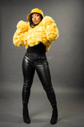 Women's Crop Fox Bomber With Hood [Yellow]