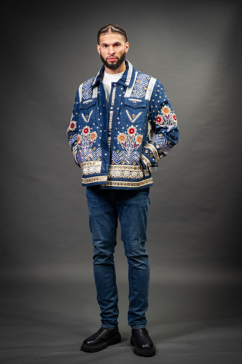 Men's Hand-Made Denim Jacket [Dark Blue]