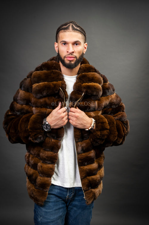 Men's Chinchilla Bomber Jacket [Brown]