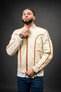 Men's Brayden Leather Jacket [Beige/Saddle]