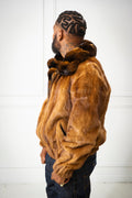 Men's Mink Bomber Jacket With Chinchilla Collar [Whiskey]