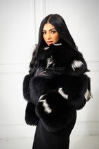 Women's Ariel Leather And Fox Combo Jacket [Black/Silver]