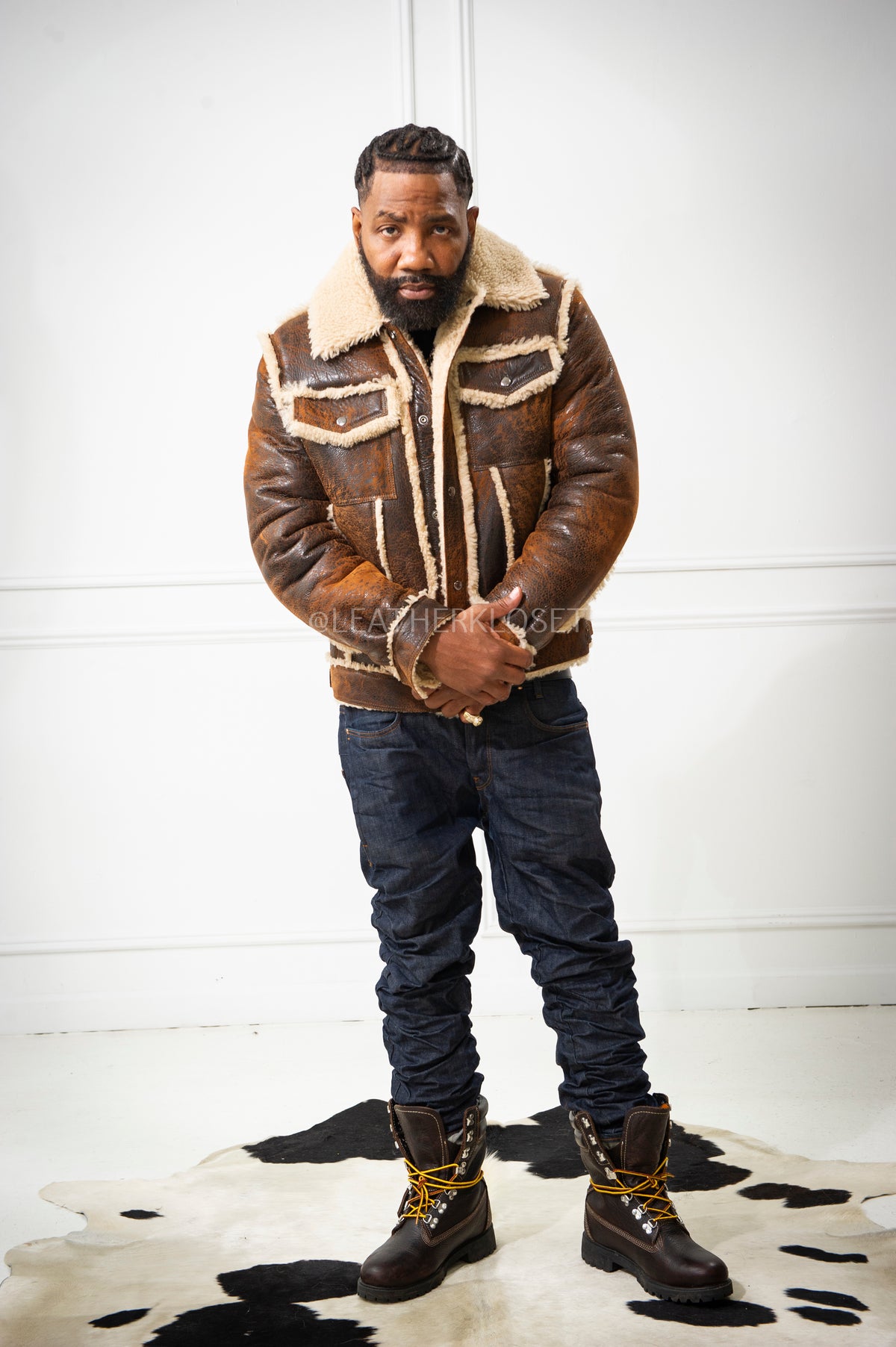 Men's Shepherd Shearling Jacket [Brown Distressed]