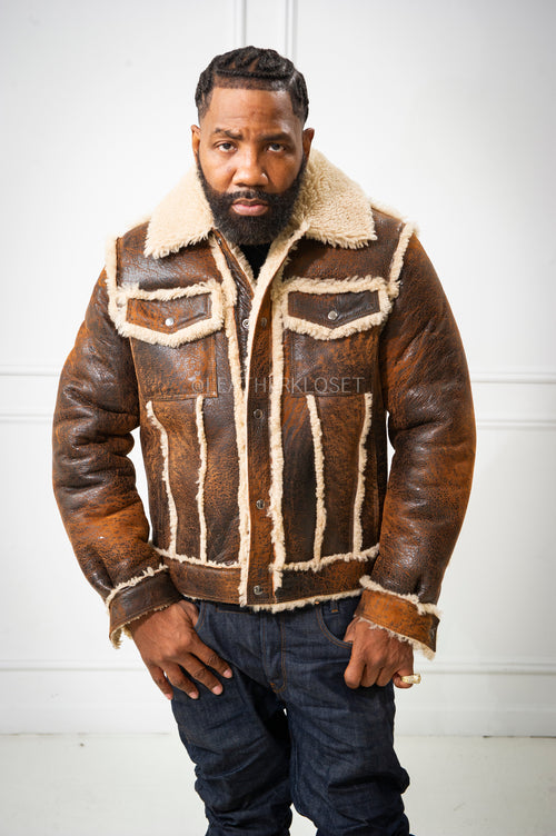 Men's Shepherd Shearling Jacket [Brown Distressed]