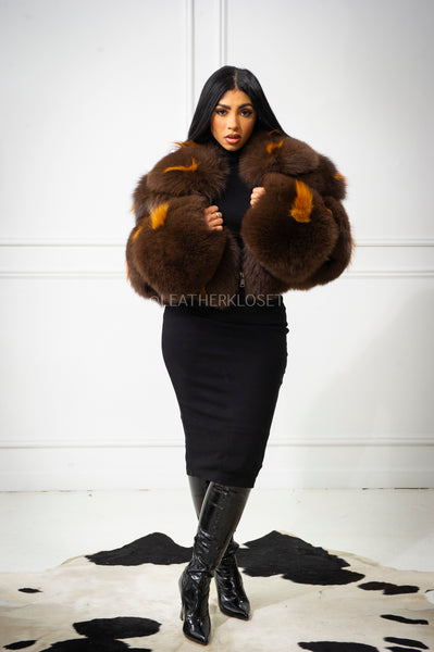 Women's Ariel Leather And Fox Combo Jacket [Brown] – LeatherKloset