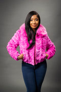Women's Mink Bomber Jacket [Pink]