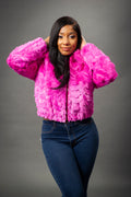 Women's Mink Bomber Jacket [Pink]