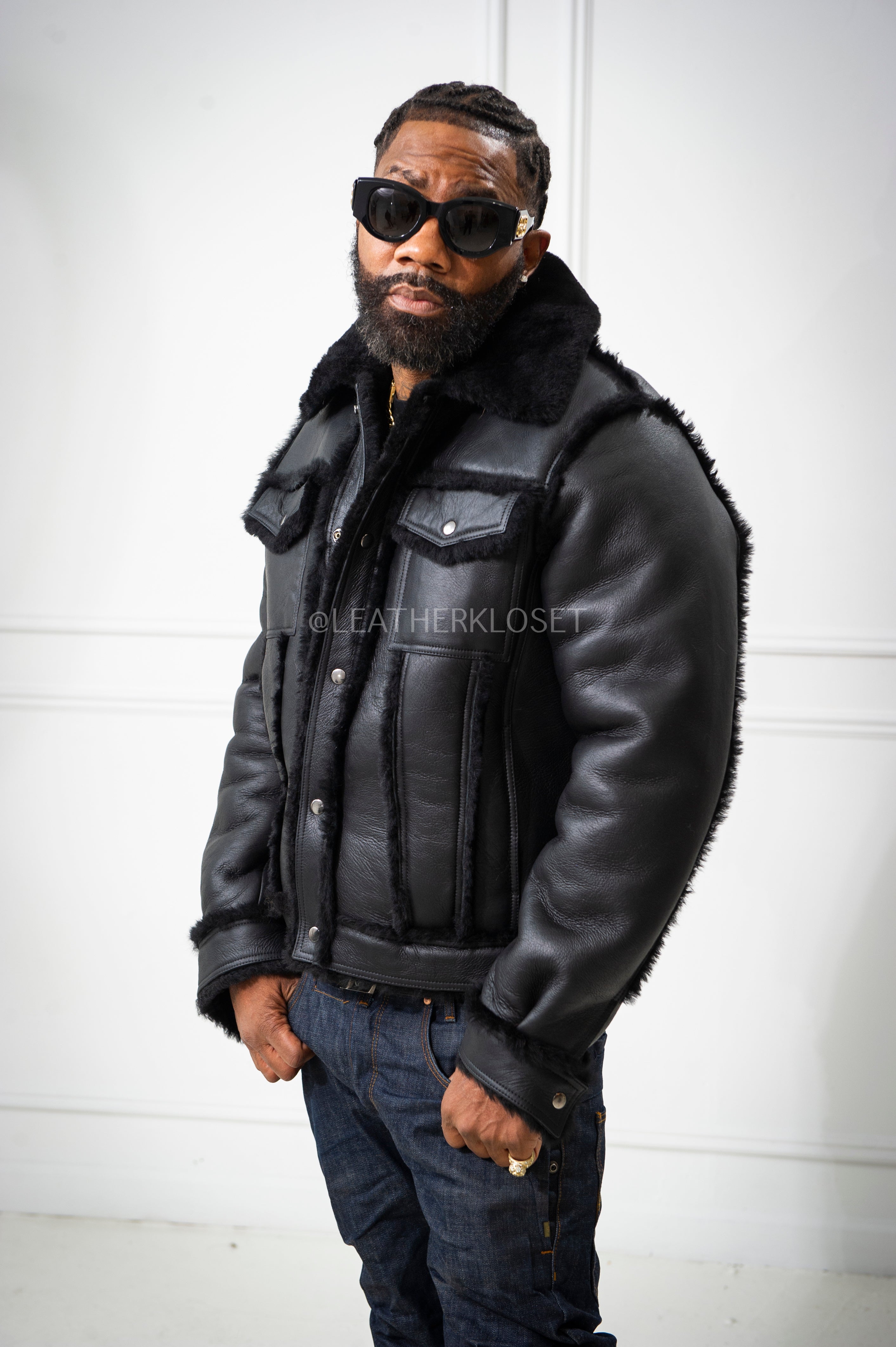 Men's Shepherd Shearling Jacket [Black] – LeatherKloset