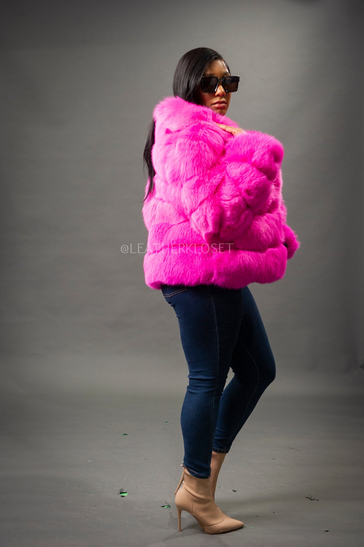Women's Ingrid Fox Jacket With Shawl Collar [Pink]