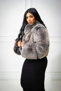 Women's Lauren Short Fox Bomber Jacket [Grey Shadow]