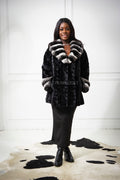 Women's Phoebe Mink Coat With Chinchilla Combo [Black]