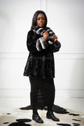 Women's Phoebe Mink Coat With Chinchilla Combo [Black]