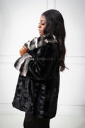 Women's Phoebe Mink Coat With Chinchilla Combo [Black]