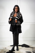 Women's Phoebe Mink Coat With Chinchilla Combo [Black]