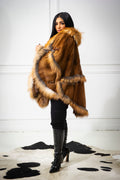 Women's Mink Poncho [Whiskey]