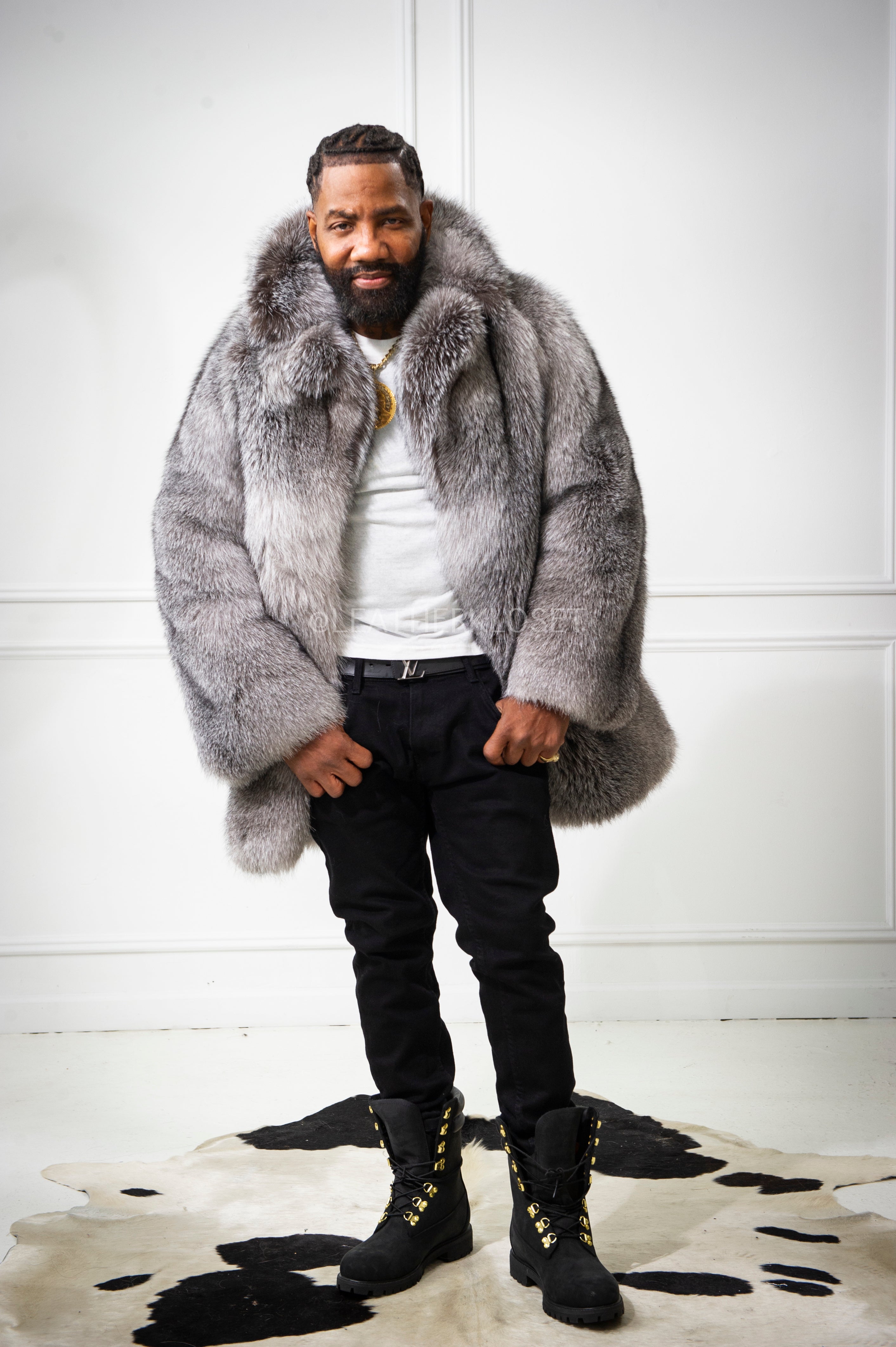 Men's Noel 3/4 Fox Fur Coat [Silver] – LeatherKloset