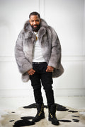 Men's Noel 3/4 Fox Fur Coat [Silver]