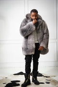 Men's Noel 3/4 Fox Fur Coat [Silver]