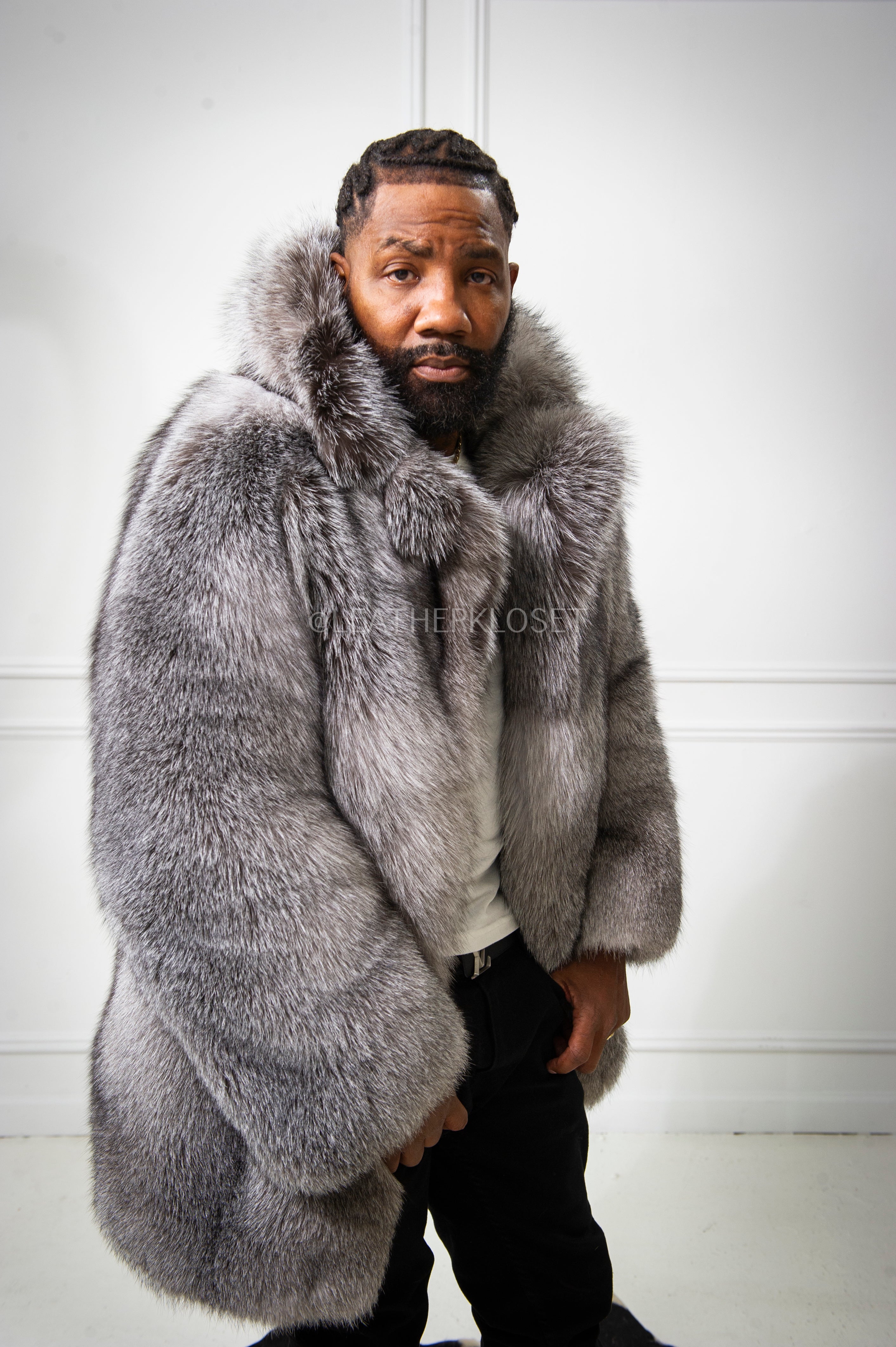 Men's Noel 3/4 Fox Fur Coat [Silver] – LeatherKloset