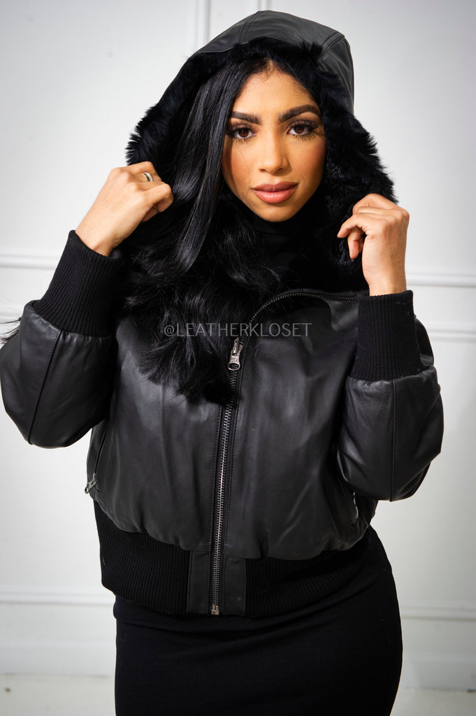 Women's Kimora Leather And Rex Reversible Jacket [Black