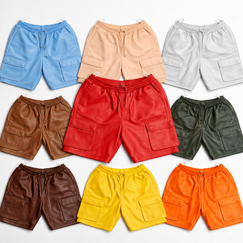 Men's Leather Cargo Shorts