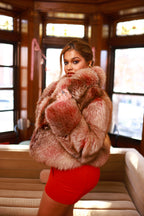 Women's Charlotte Crop Fox Bomber [Red Frosted]