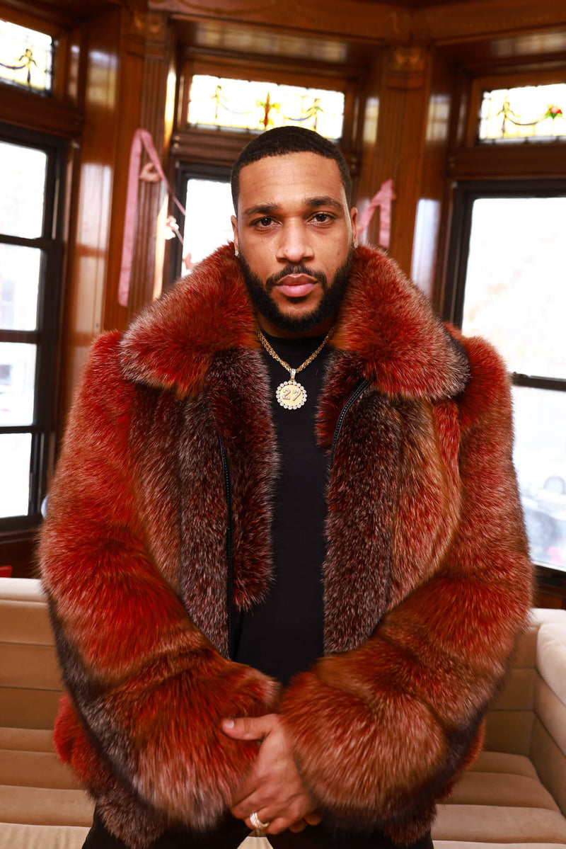 Men's Enzo Fox Fur Bomber [Red Frost]