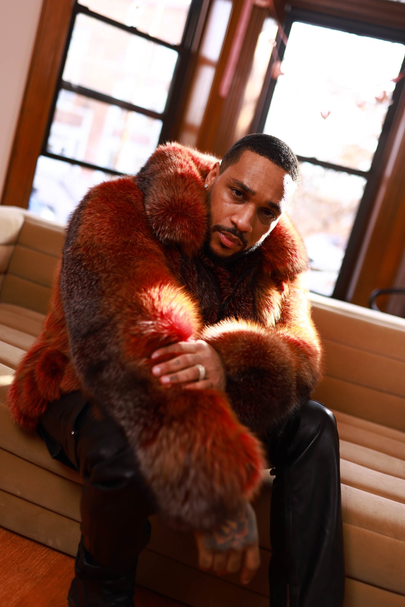 Men's Enzo Fox Fur Bomber [Red Frost] – LeatherKloset