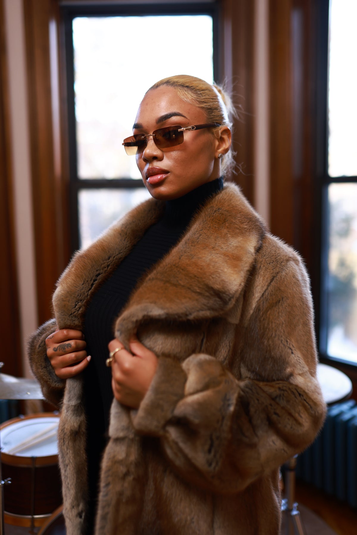 Women's Mia Mink 3/4 Coat [Natural]
