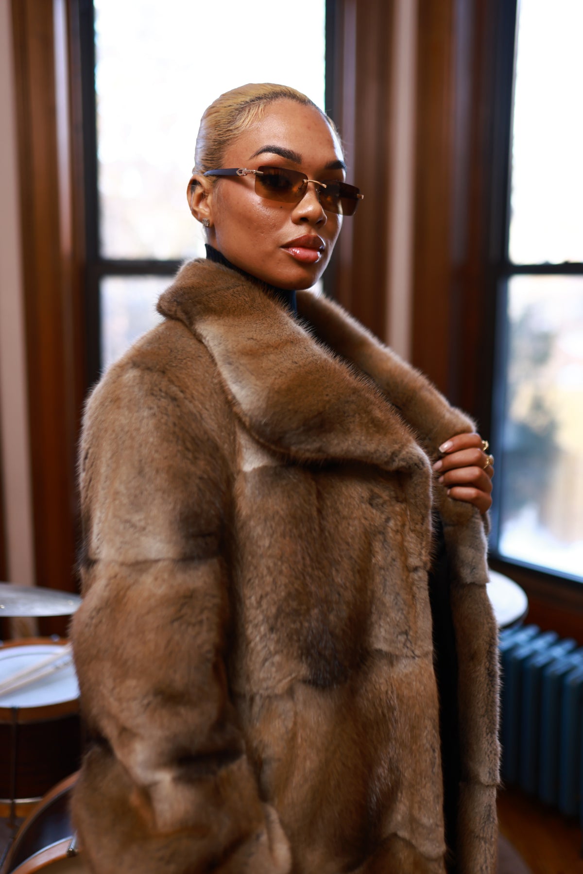 Women's Mia Mink 3/4 Coat [Natural]