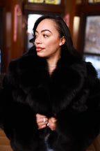 Women's Ashley Convertible Fox Coat [Black]