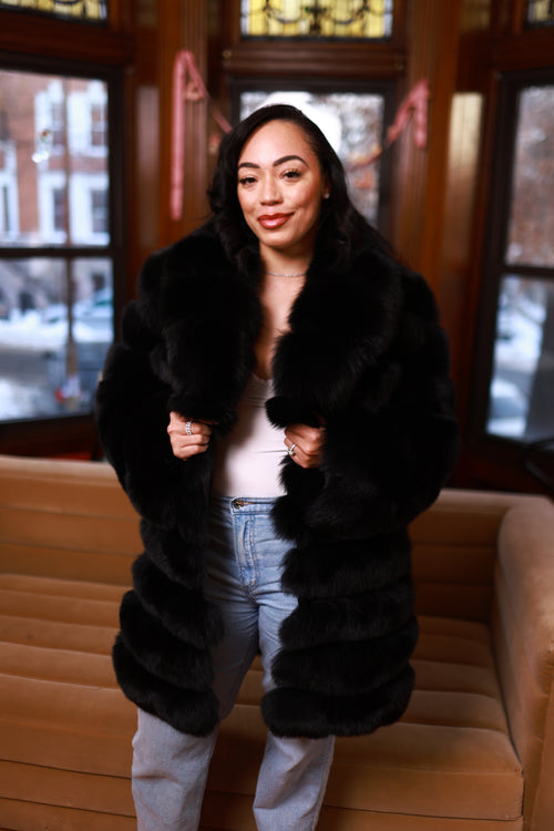 Women's Ashley Convertible Fox Coat [Black]