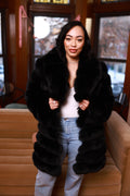 Women's Ashley Convertible Fox Coat [Black]