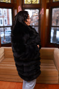 Women's Ashley Convertible Fox Coat [Black]