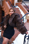 Women's Kayla Crop Fox Bomber [Brown]