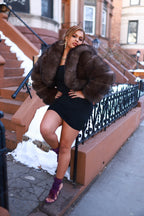 Women's Kayla Crop Fox Bomber [Brown]