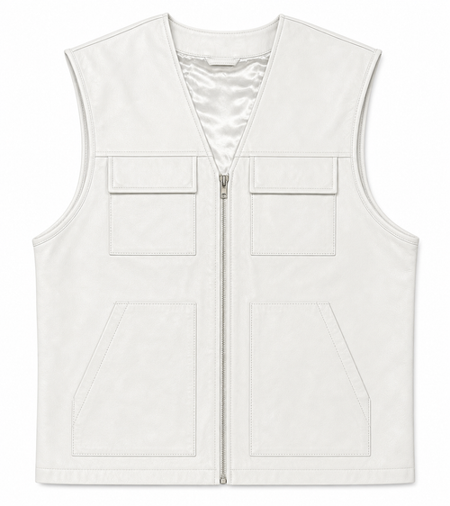Men's Leather Brooklyn Vest [White]