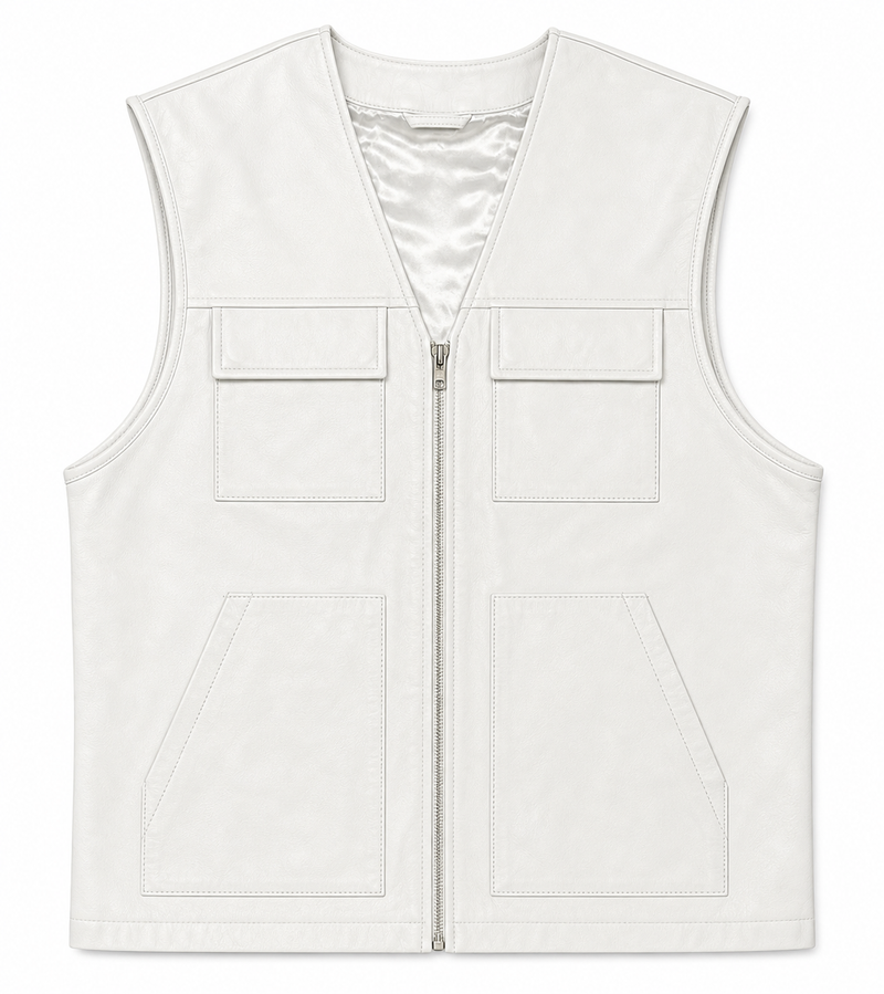 Men's Leather Brooklyn Vest [White]