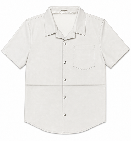 Men's Summer In Miami Luka Leather Short Sleeve Shirt [White]