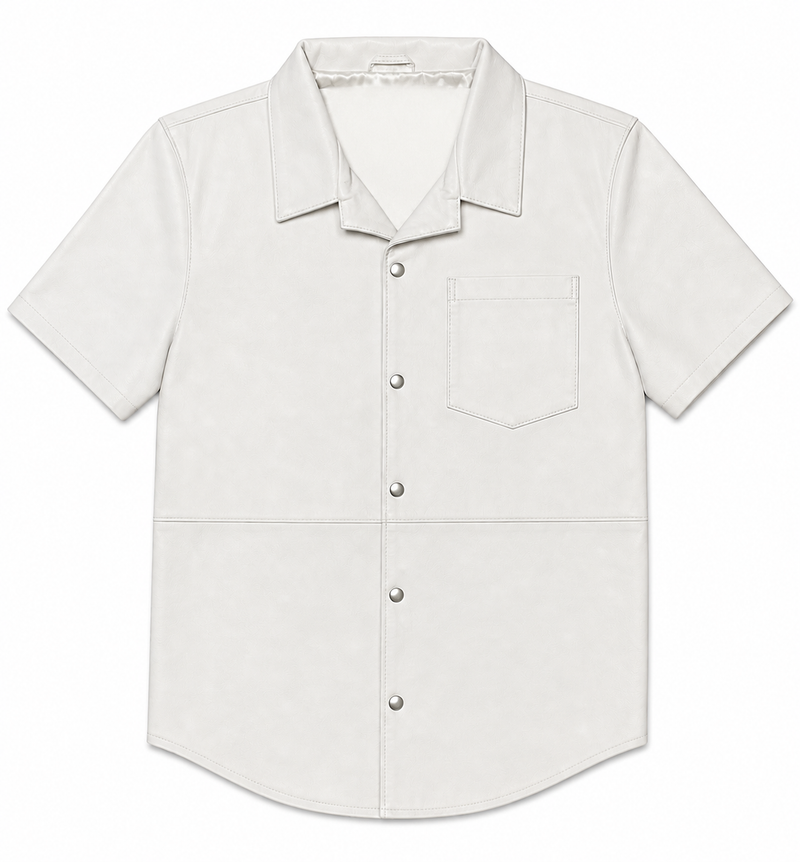 Men's Summer In Miami Luka Leather Short Sleeve Shirt [White]