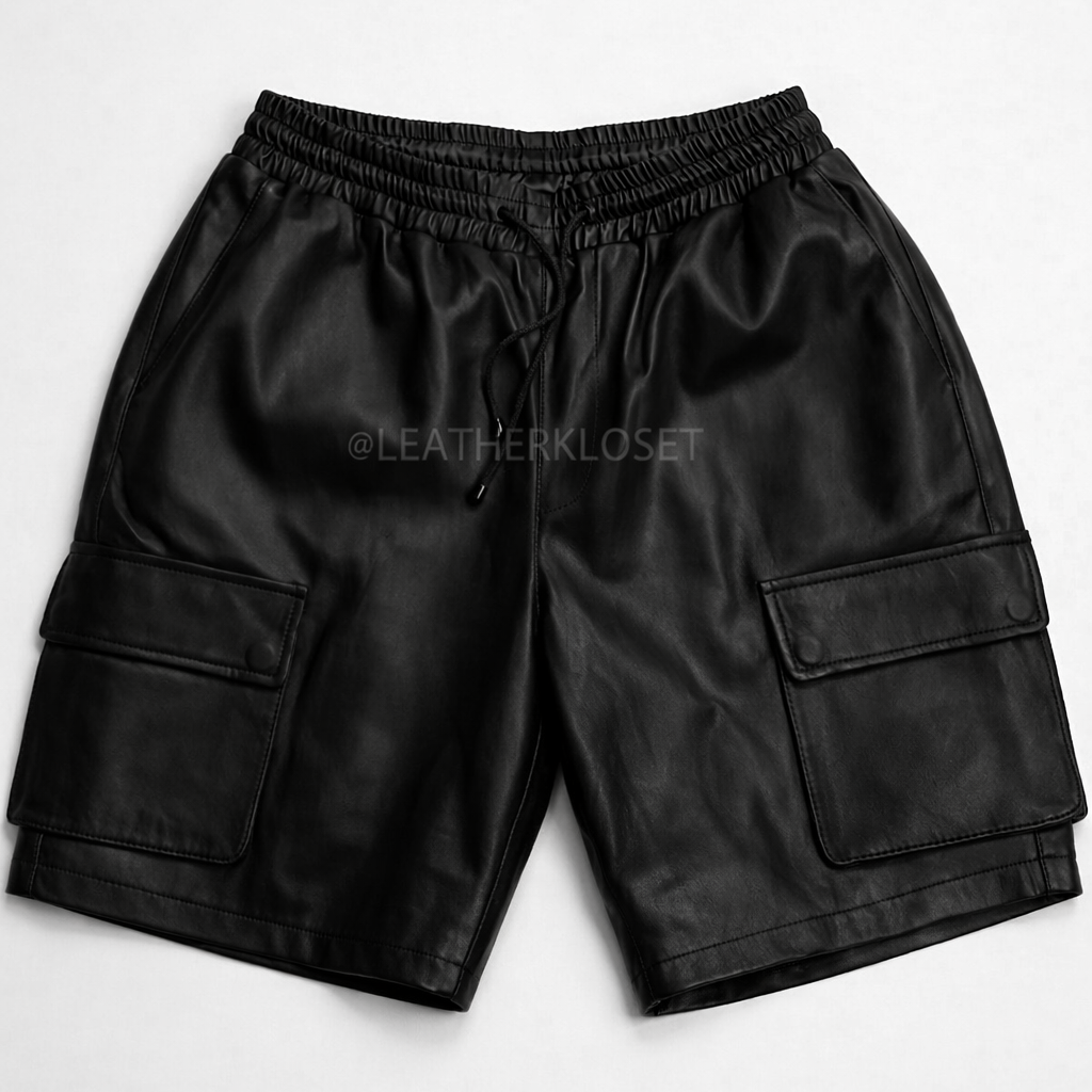 パンツ MINORITY leather cargo shorts Free size MNML Baggy Vegan Leather Cargo Shorts Black | Culture Kings US