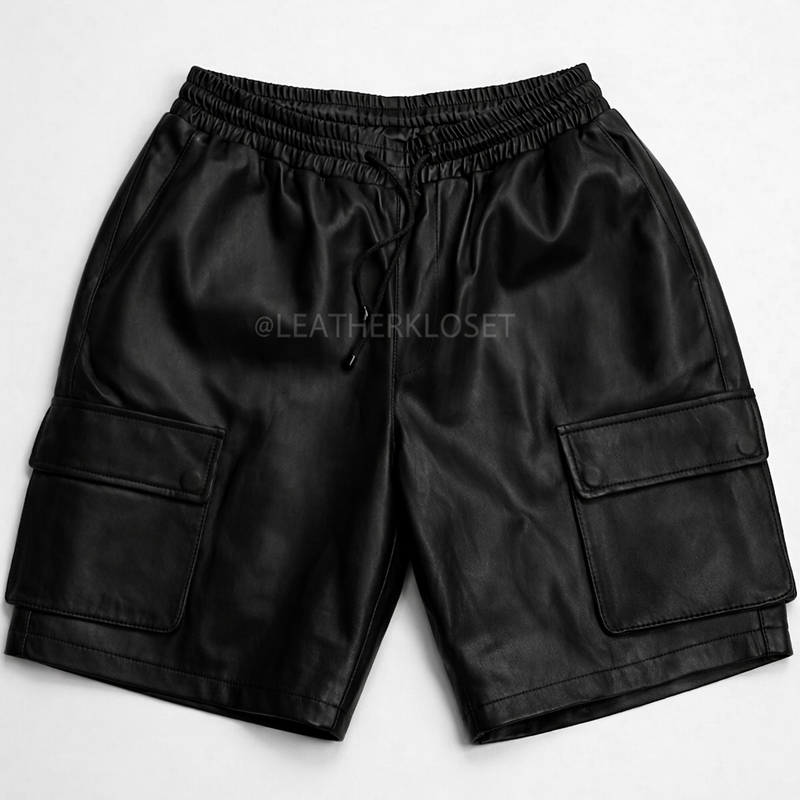 Men's Leather Cargo Shorts