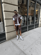 Men's Draco Leather Trucker And Shorts Set [Burgundy]